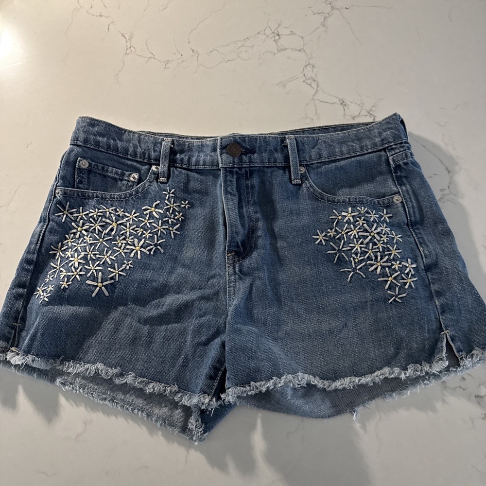 Gap 1969 Size 29 Daisy‎ Embroidered Original Best Girlfriend Denim Jean Shorts